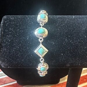Chic Silver and Turquoise Bracelet